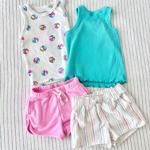 Cat & Jack 2T girls bundle colorful summer shorts and tank set